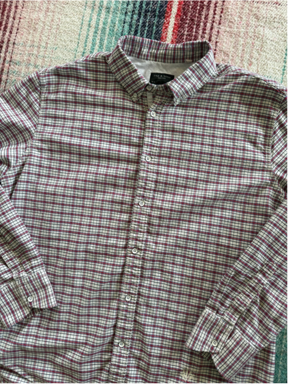 Rag & Bone Blue/Red Plaid Button Down Shirt XL
